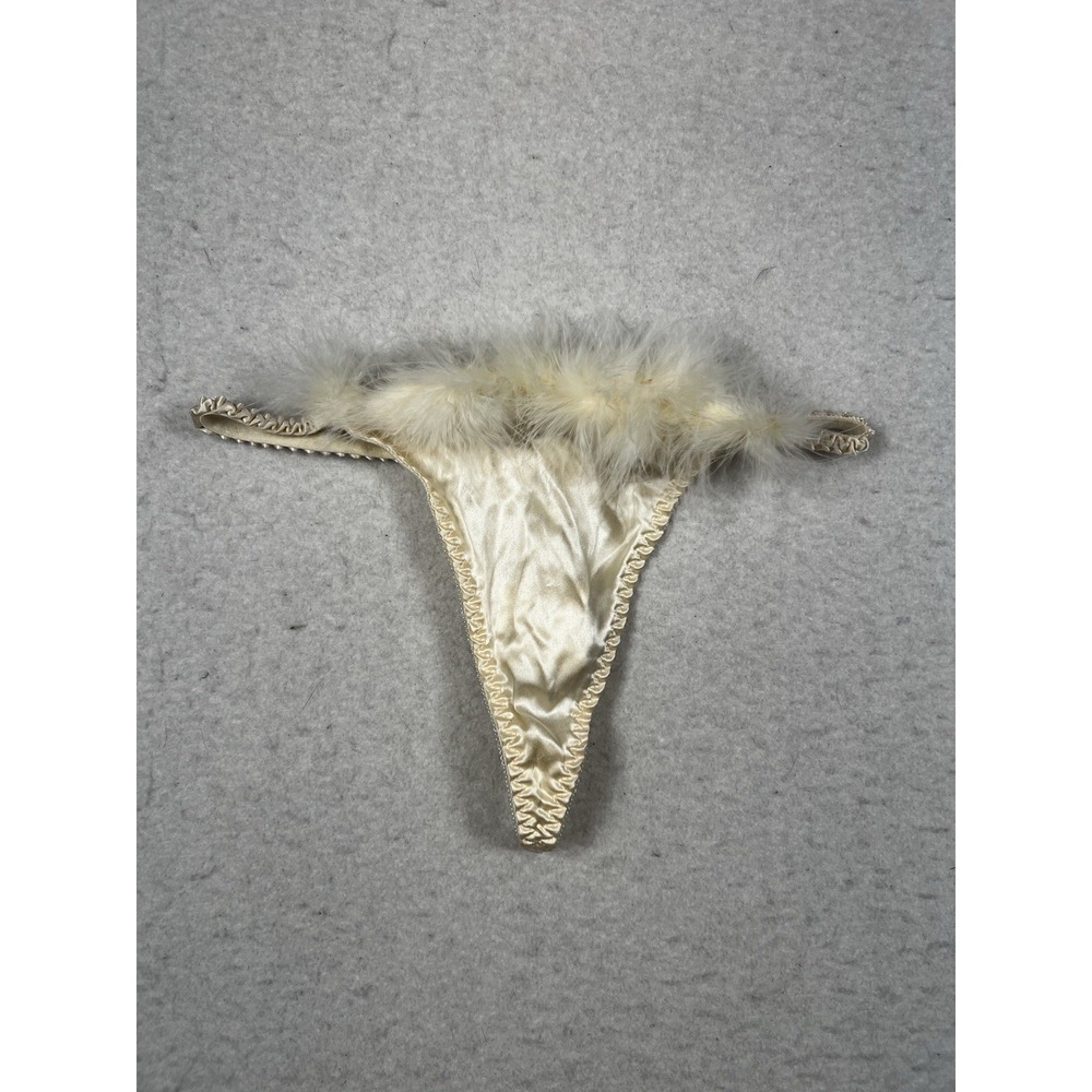 Vtg 1990's Marilyn Monroe Warner's White Feather Silk Thong ONE SIZE NWT